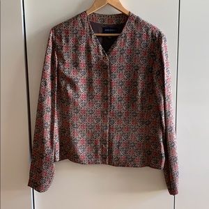 Patterned, Fully Lined Silk Blouse